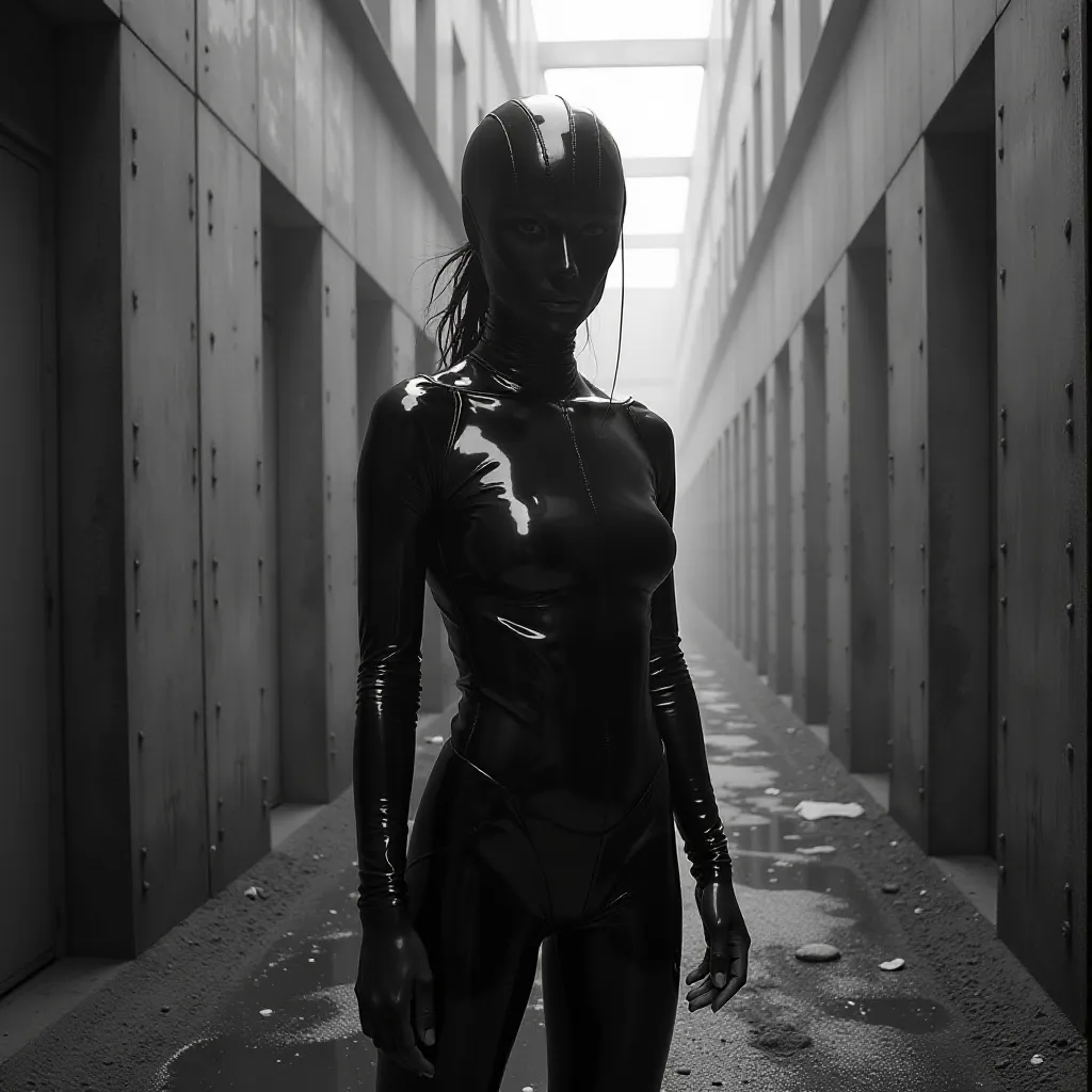 Image Prompt: Imagine une scène onirique et intemporelle, réalisée en art au pochoir, en haute-contraste noir et b